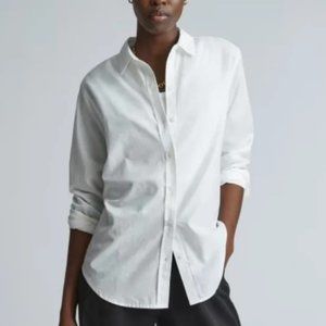 Everlane The Silky Cotton Relaxed Shirt Off White Long Sleeve Button Down